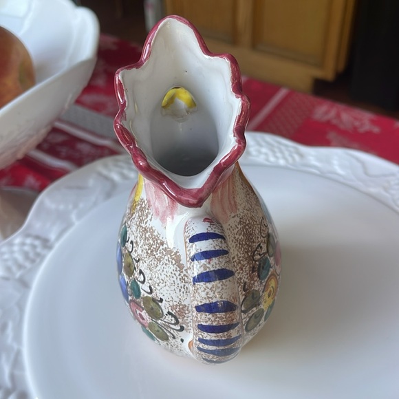 Vintage Italian Firenze Ceramic Rooster Chicken Pitcher mug - Picture 2 of 12